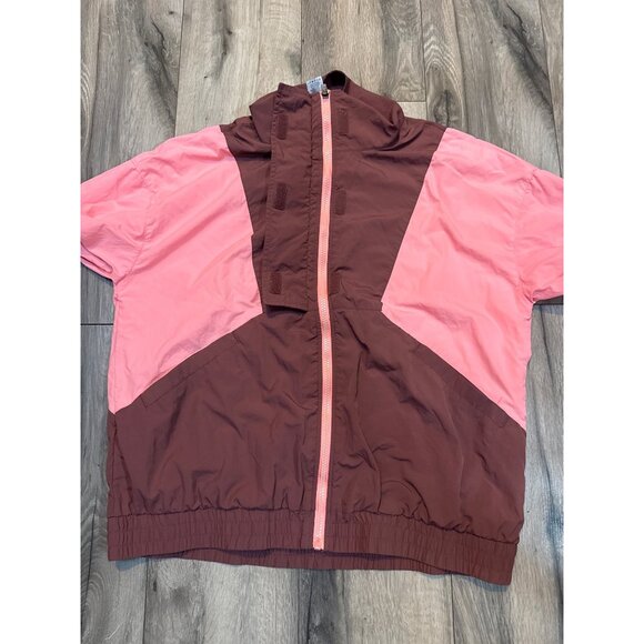 Reebok Womens Colorblock Windbreaker Jacket Pink & Maroon Nylon Polyester Zip-Up - Picture 5 of 6